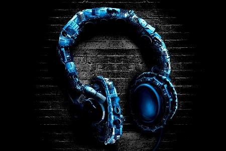 Rock headphones blue audio equipment Photo