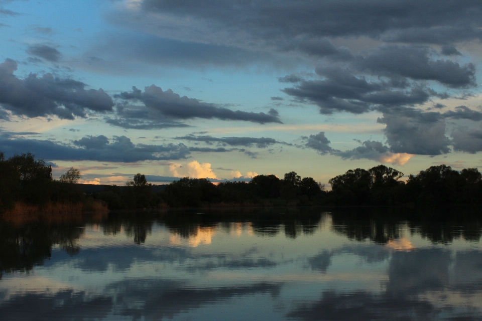 Lake clouds sunset sky