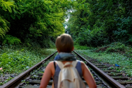 Girl woods track nature Photo