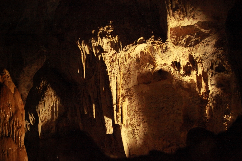 Cave rocks lights speleothem