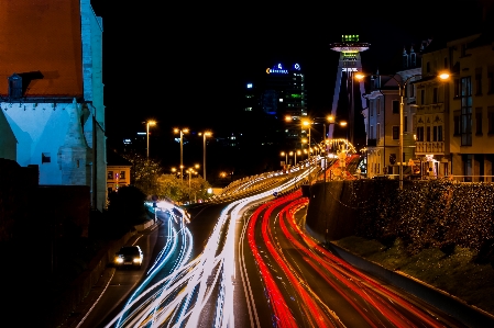 Cars car lights long exposure photography red Photo