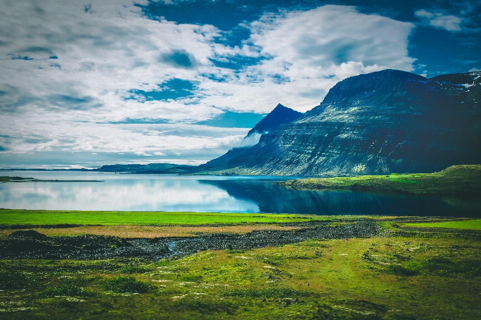 Landscape water lake mountains