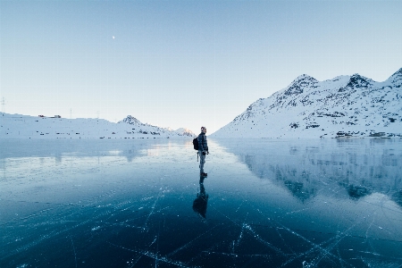 Swiss alps lake frozen Photo