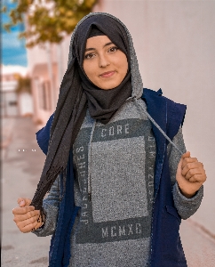 Photo Portrait bleu vêtements d'extérieur
 sweatshirt à capuche
