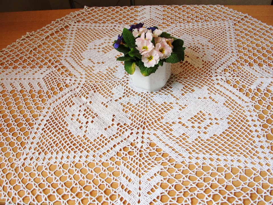 Embroidered tablecloth crochet textile