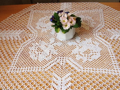 Embroidered tablecloth crochet textile Photo