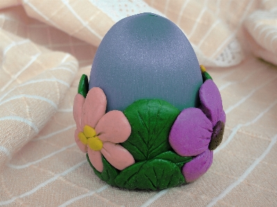 Easter eggs hand made plasticine basket green Photo