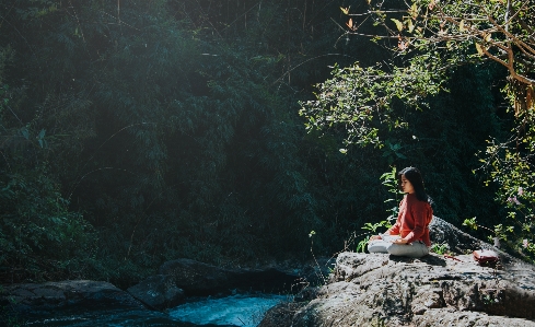 Girl nature water green Photo