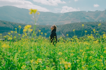 Portrait landscape girl happy Photo