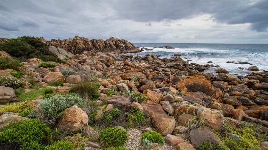 Landscape stormy beach ocean Photo