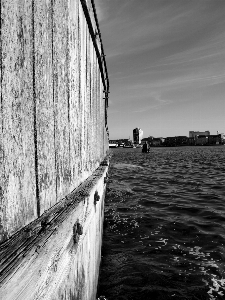 Harbourfront water sky black and white Photo