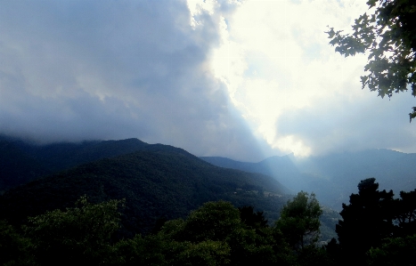 Sky before rain sun rays mountains Photo