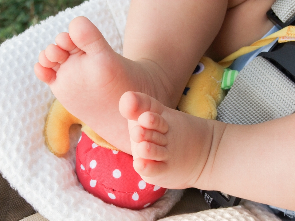 Adorable baby barefoot child