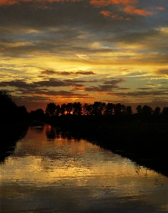 Sunset water red orange Photo