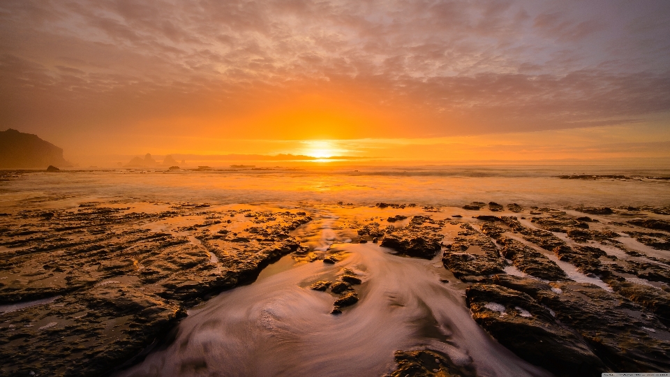 Landscape dusk ocean sunset