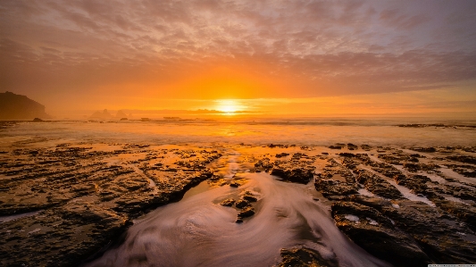 Landscape dusk ocean sunset Photo