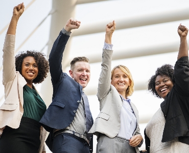 Business woman celebrating celebration city Photo