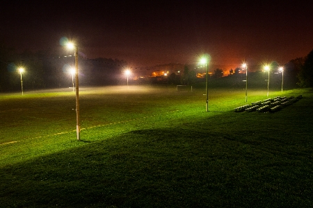 Summer night soccer field Photo