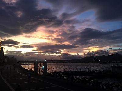 Foto Awan matahari terbenam
 langit cakrawala