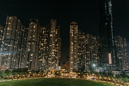 Foto Noche ciudad área metropolitana
 paisaje urbano