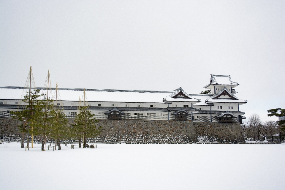 Snow japan shrine winter