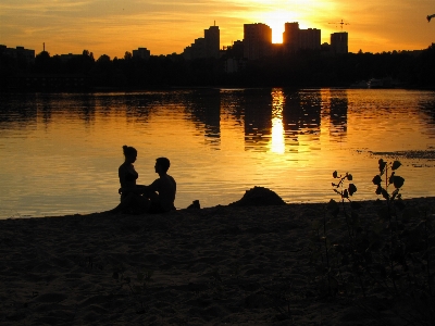 Beach sunset bay lake Photo