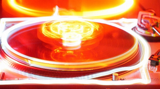 Turntable vinyl dj light painting Photo