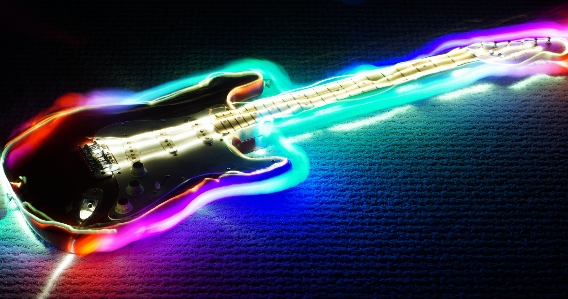 Guitar light painting electric long exposure Photo