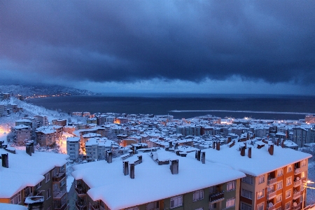 Winter cold night sea Photo