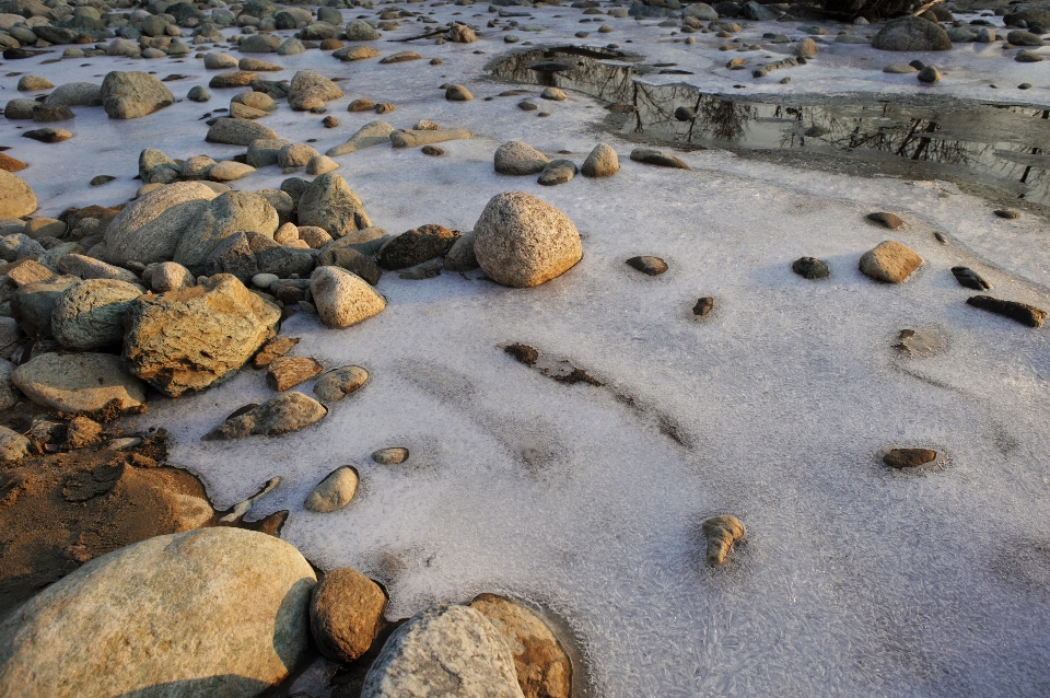 Río hielo piedras agua