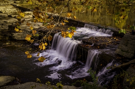 Water fall autumn river Photo