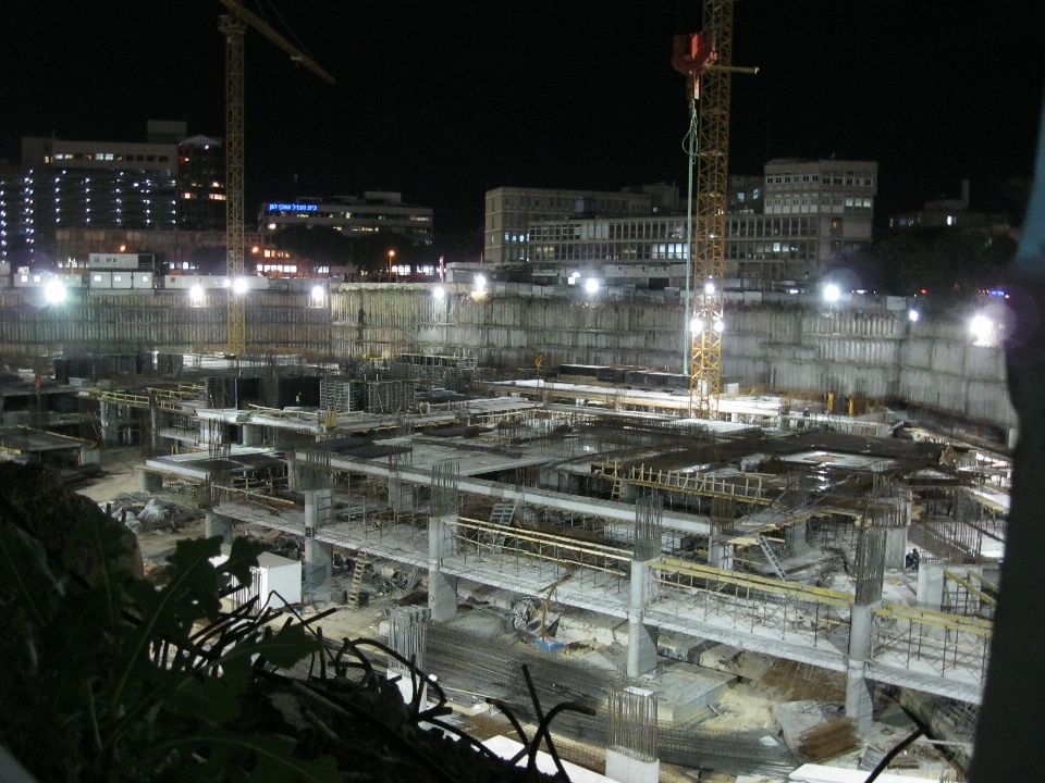 Industrial construction night city