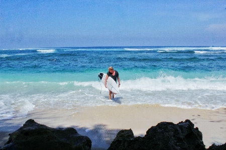 Beach surfing free blue Photo