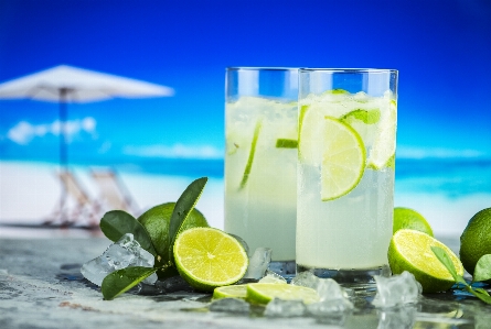 Beach beverage citrus closeup Photo