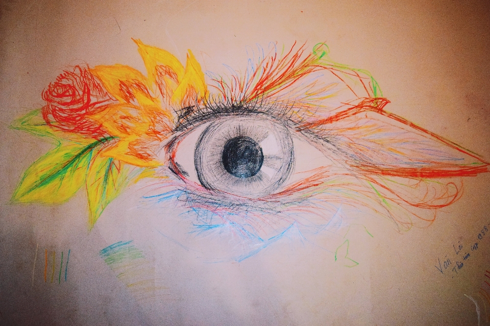 Dessin œil art fleur