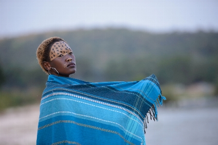 Model woman lake blue Photo