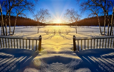 Sunset spring melting ice Photo