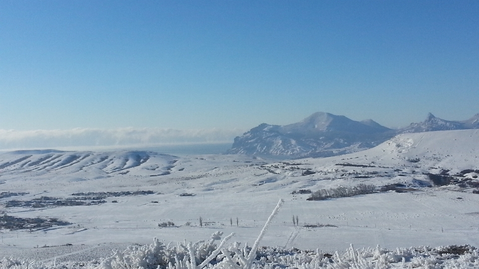 Crimean foothill village winter