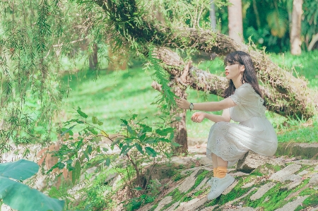 Beautiful girl green nature Photo