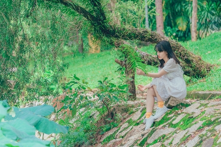 Beautiful girl green nature Photo