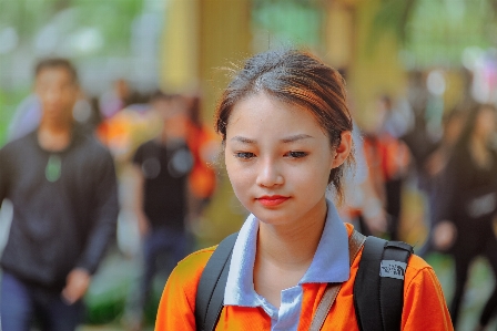 Beautiful girl facial expression yellow Photo