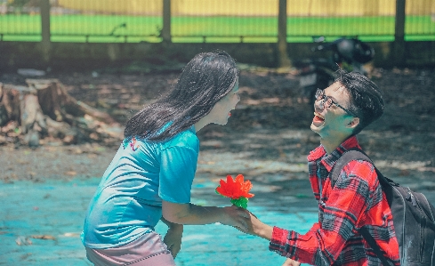 Beautiful boy green water Photo