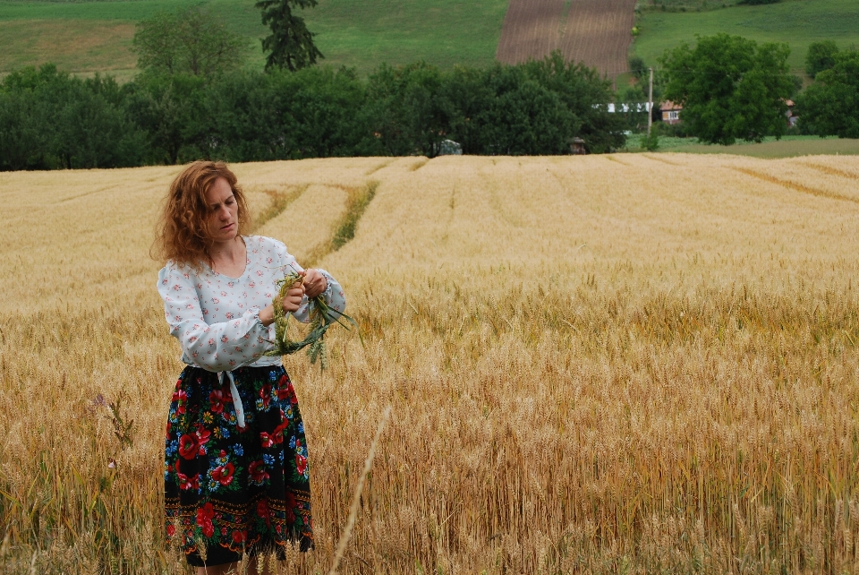 Portrait field grass family hay