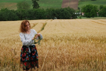 Portrait field grass family hay Photo