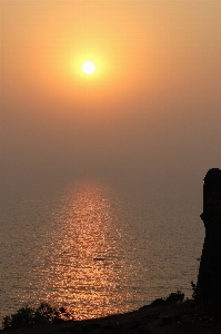 日没 空 地平線 太陽 写真