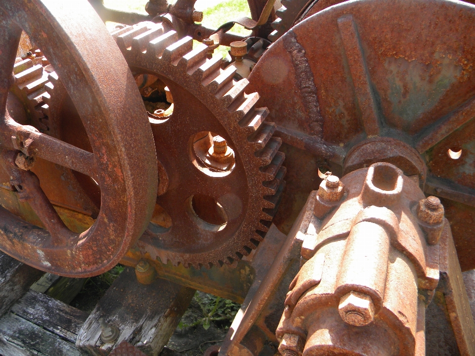 Rust old machinery metal wheel