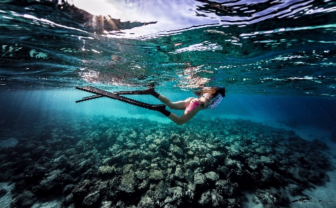 Foto Garota água natureza embaixo da agua