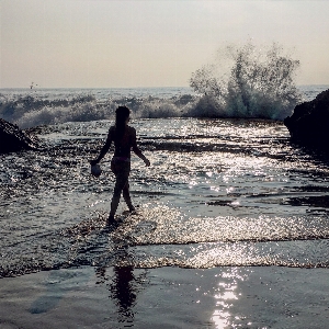 Photo Fille mer vague eau