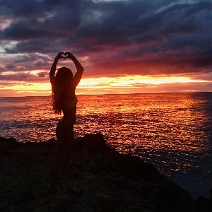 Girl sea sky horizon Photo