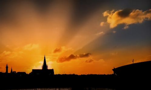 Church sunrise rays bornholm Photo